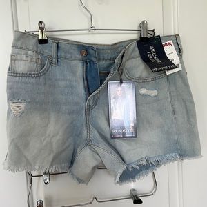 Light wash distressed jean shorts, NWT, size 12